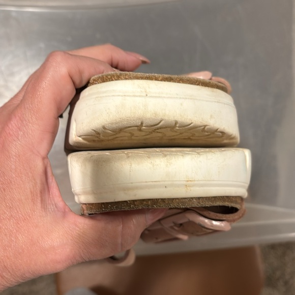 Birkenstock Papillio Pink and Tan Sandals with Contoured Footbed - Picture 6 of 7